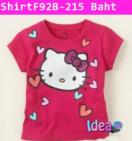 เสื้อแขนสั้น Hello Kitty อินเลิฟ สีชมพูเข้ม