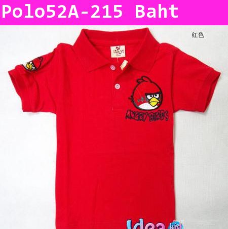 เสื้อโปโล Angry Birds เคร่งขรึม สีแดง