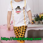 ชุดเสื้อกางเกง-Paul-Frank-หมวกดำ-สก็อตเหลืองดำ