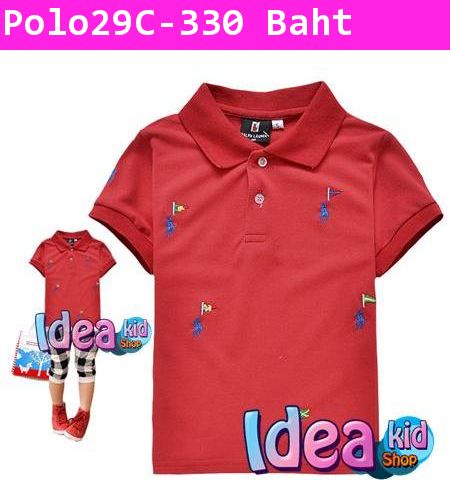 เสื้อยืดคอปก Polo มากมาย สีแดง