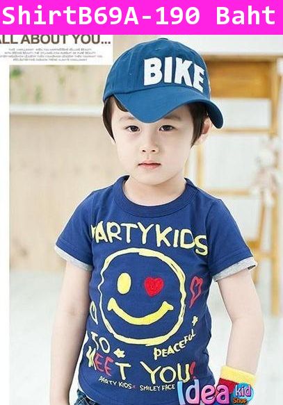 เสื้อแขนสั้น PARTY KIDS สีน้ำเงิน