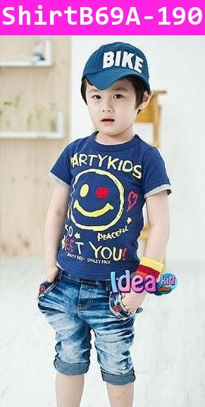 เสื้อแขนสั้น PARTY KIDS สีน้ำเงิน