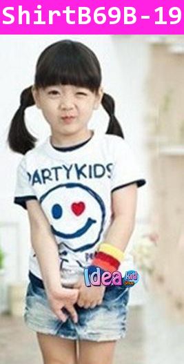 เสื้อแขนสั้น PARTY KIDS สีขาว