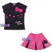 ชุดเสื้อกระโปรง-Hello-Kitty-ขยิบตา-สีดำ