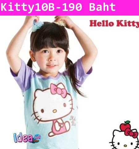 เสื้อแขนสั้น Hello Kitty หัวโต สีฟ้า