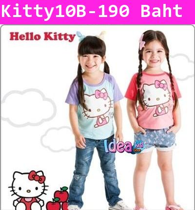 เสื้อแขนสั้น Hello Kitty หัวโต สีฟ้า