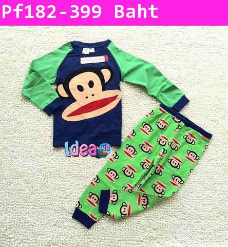 ชุดเสื้อกางเกง Paul Frank หน้าใหญ่ น้ำเงินเขียว