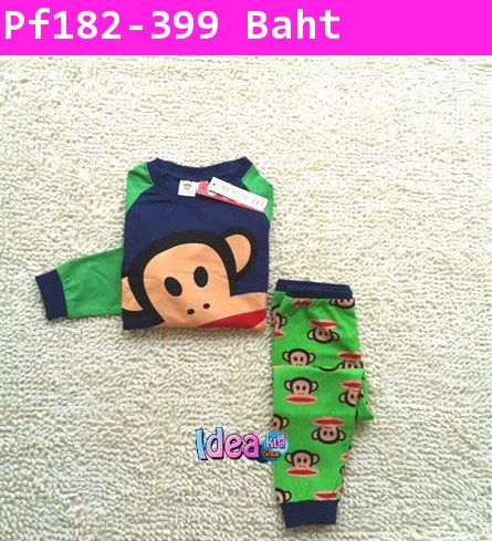 ชุดเสื้อกางเกง Paul Frank หน้าใหญ่ น้ำเงินเขียว