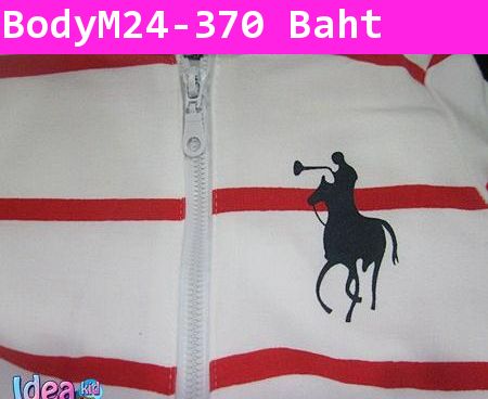 ชุดบอดี้สูท POLO BABY สีขาวแดง