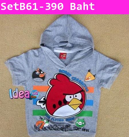 ชุดเสื้อกางเกง Angry Birds จอมซ่า สีเทา