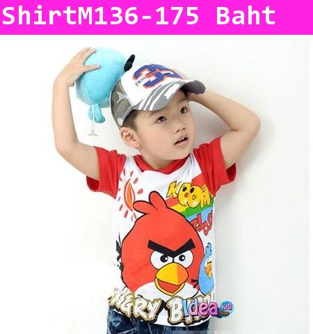 เสื้อแขนสั้น Angry Birds มีฮูด สีแดง