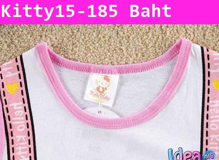 เสื้อแขนสั้น Hello Kitty สายเอี๊ยม สีชมพู