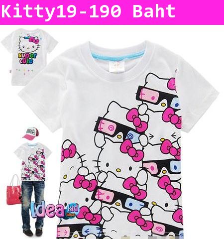 เสื้อแขนสั้น Hello Kitty ใส่แว่นสามมิติ