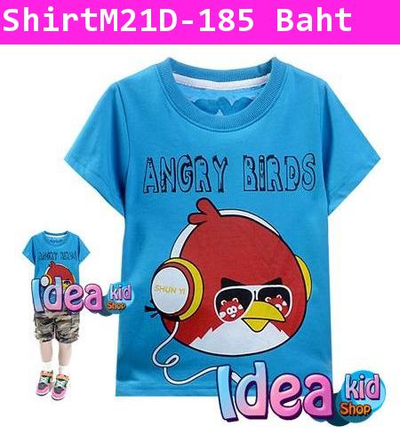 เสื้อยืด Angry Birds Love Music สีฟ้า