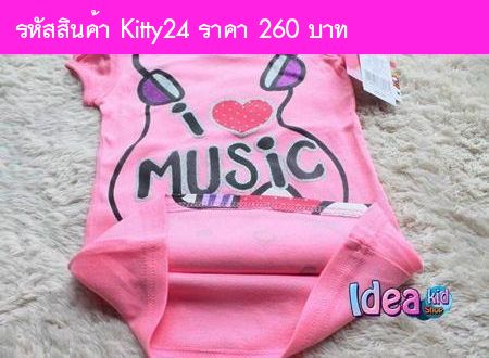 เสื้อแขนสั้น Hello Kitty Love Music สีชมพู