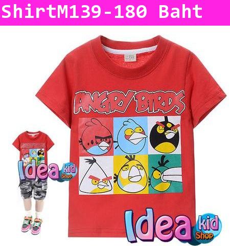 เสื้อแขนสั้น Angry Birds แก๊งค์ซ่า สีแดง