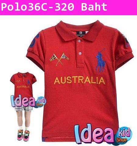 เสื้อโปโลแขนสั้น ทีมชาติ AUSTRALIA สีแดง