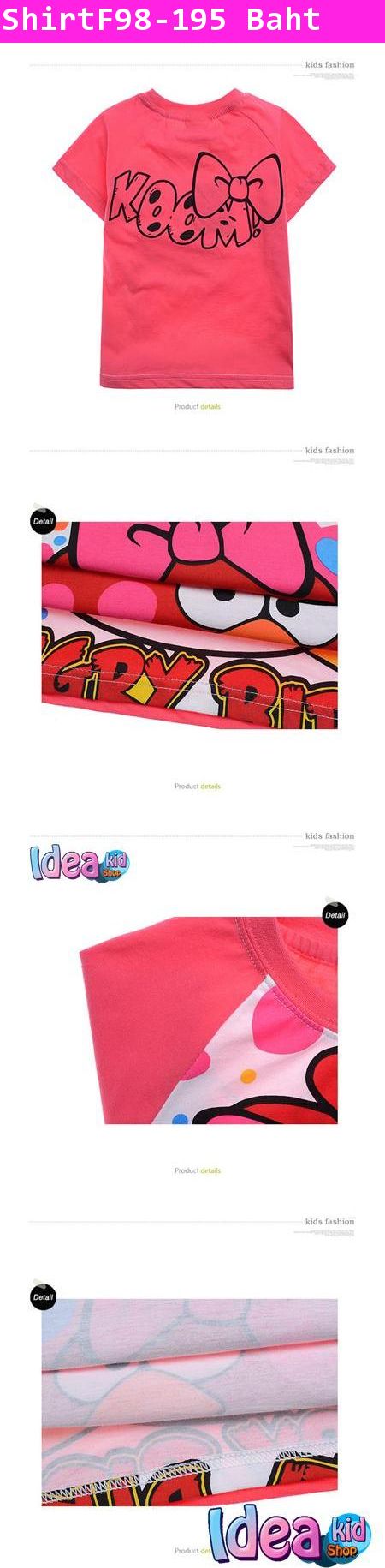 เสื้อแขนสั้น Angry Bird Girl สีชมพูเข้ม