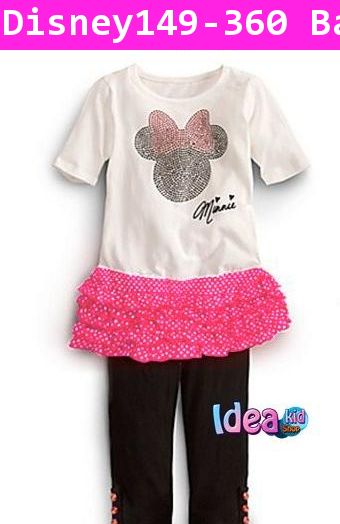 ชุดเสื้อกางเกง Minnie วิ๊งๆ สีชมพู