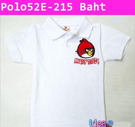 เสื้อโปโล Angry Birds เคร่งขรึม สีขาว