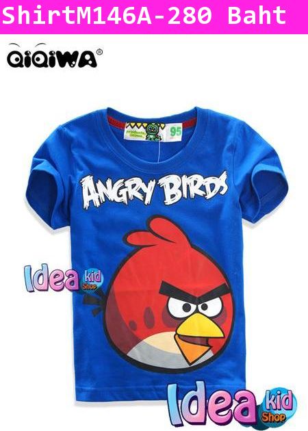 เสื้อแขนสั้น RED ANGRY BIRD หน้าเข้ม สีน้ำเงิน