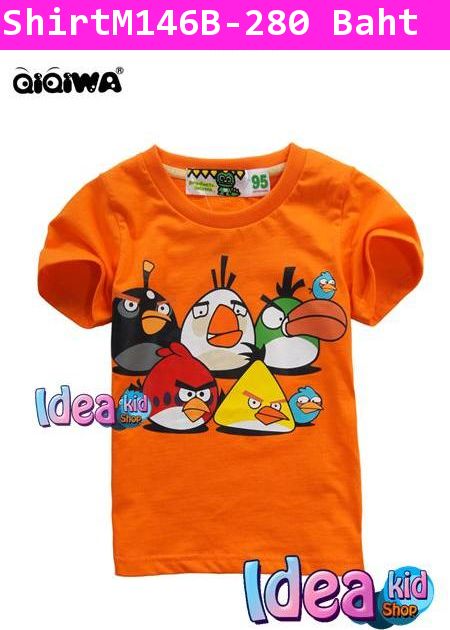 เสื้อแขนสั้น ANGRY BIRDS ป่วนยกทีม สีส้ม