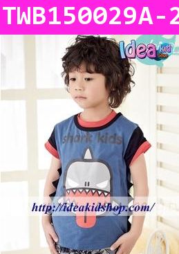 เสื้อยืดแขนสั้น Shark Kids สีกรม(ไต้หวัน)