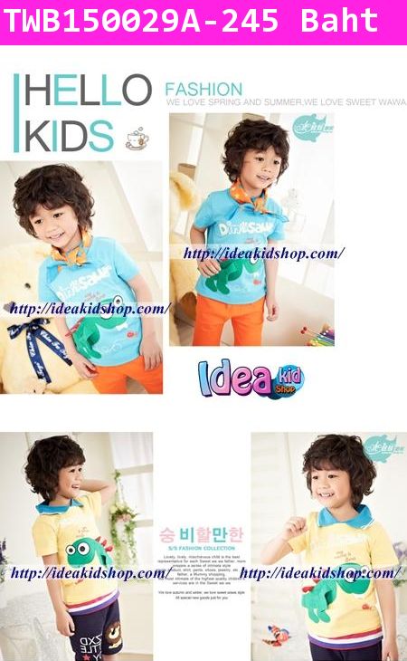 เสื้อยืดแขนสั้น Shark Kids สีกรม(ไต้หวัน)