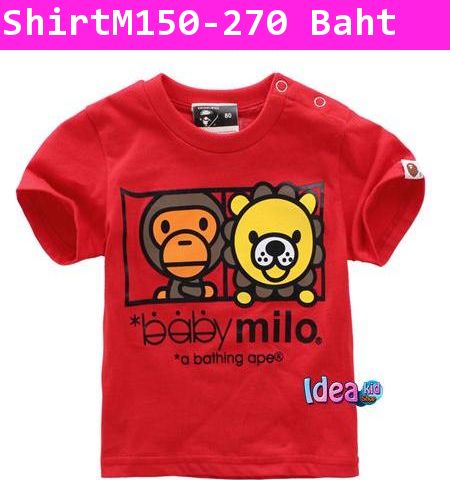 เสื้อแขนสั้น BABY MILO & LION สีแดง