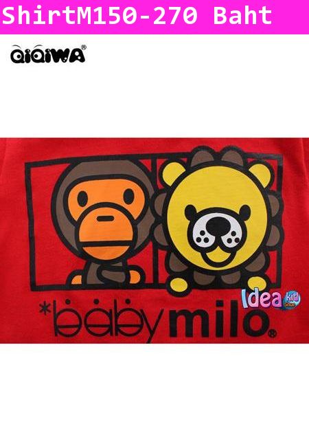 เสื้อแขนสั้น BABY MILO & LION สีแดง