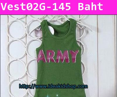 เสื้อกล้ามสีเขียวขี้ม้า ลาย Army