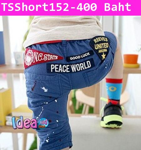 กางเกงขาสามส่วน PEACEWORLD สีน้ำเงิน