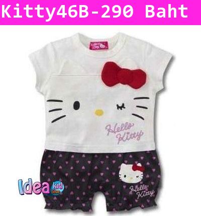 ชุดบอดี้สูท Hello Kitty ขยิบตา สีขาว