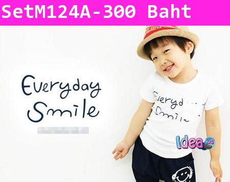 ชุดเสื้อกางเกง Every day Smile สีกรมท่า