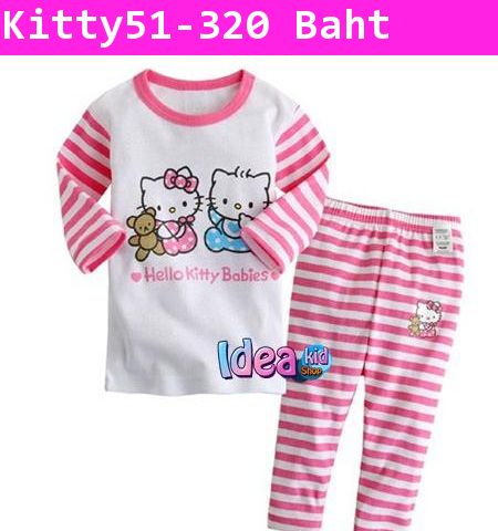 ชุดเสื้อกางเกง Hello Kitty Babies สีชมพู