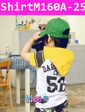 เสื้อแขนสั้นมีฮูด No.56 สีเหลือง