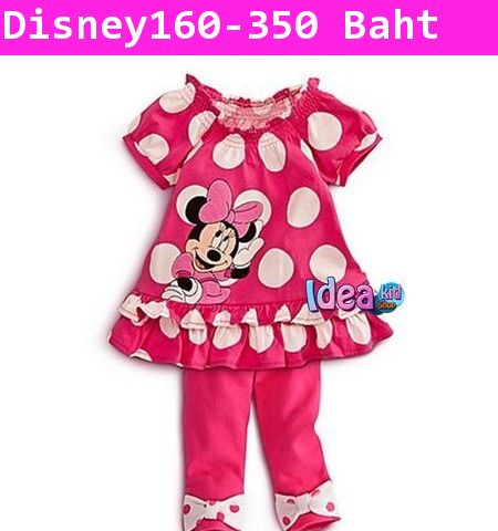 ชุดเสื้อกางเกง Minnie Mouse ลายจุดสีชมพู