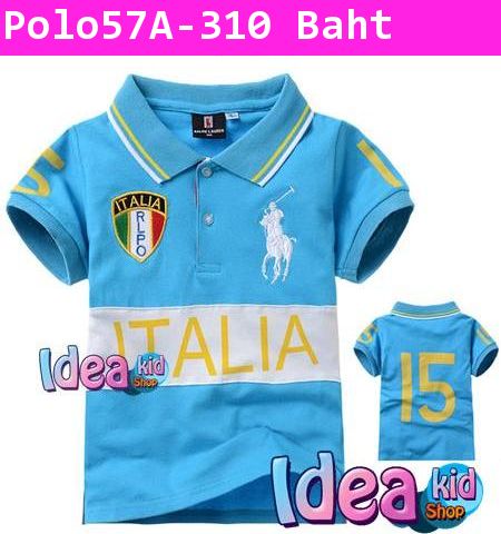 เสื้อโปโลแฟนพันธุ์แท้ ITALIA สีฟ้า