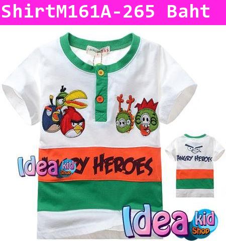 เสื้อแขนสั้น ANGRY HEROES สีขาว