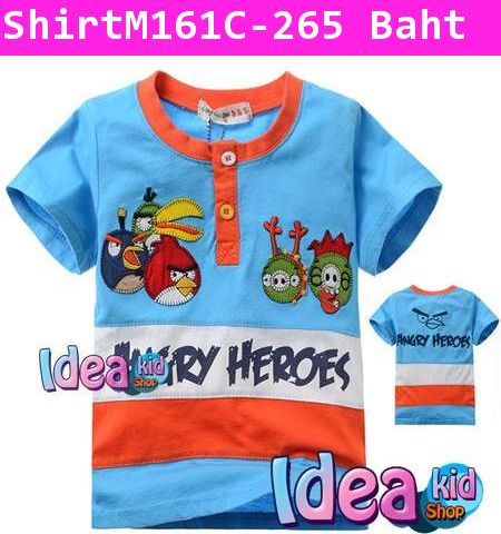 เสื้อแขนสั้น ANGRY HEROES สีฟ้า