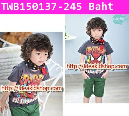 เสื้อยืดแขนสั้น Spiderman สีเทา(ไต้หวัน)