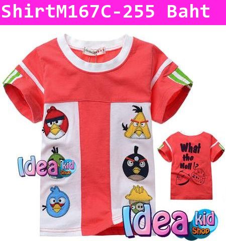 เสื้อยืดแขนสั้นรวมฮิต Angry Birds สีส้ม