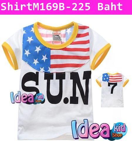 เสื้อแขนสั้น S.U.N USA NO.7 สีขาว