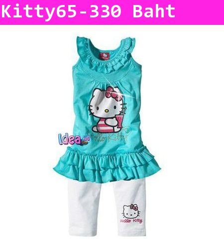 ชุดเสื้อกางเกง Hello Kitty Cocktail สีฟ้า