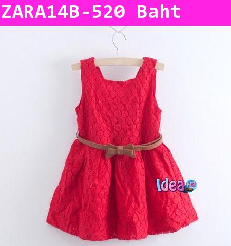 ชุดเดรส ZARA ผ้าลูกไม้ไฮโซ สีแดง