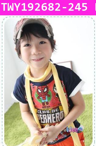 เสื้อแขนสั้น Super Heroes Club สีกรมท่า(ไต้หวัน)