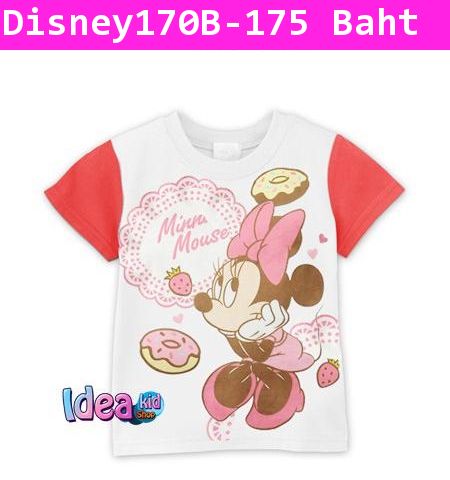 เสื้อยืด Disneys ลาย Minnie Mouse Donut สีแดง