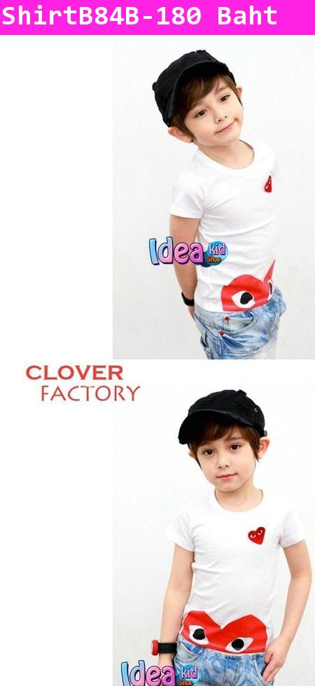 เสื้อแขนสั้น PLAY Comme หัวใจสีแดง