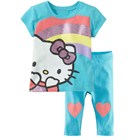 ชุดเสื้อกางเกง-Hello-Kitty-Rainbow-สีฟ้า