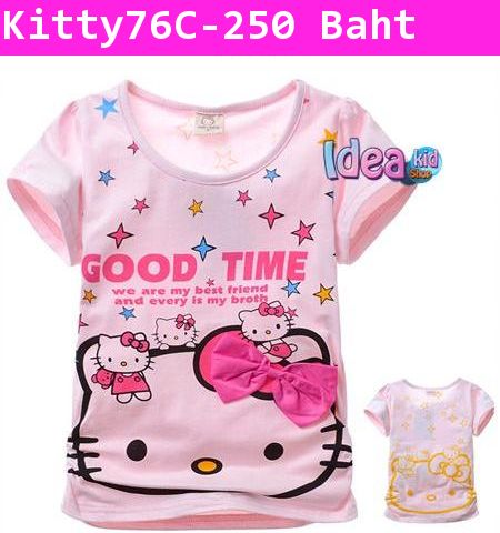 เสื้อแขนสั้น Kitty Good Time สีชมพู